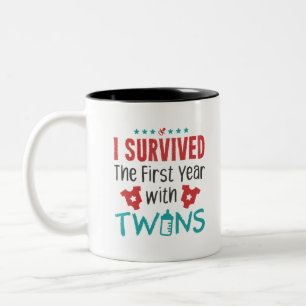 Tasse 2 Couleurs Twin Maman J'Ai Survécu La Première Année Avec