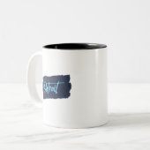 Tasse 2 Couleurs Typographie bleue manuscrite de Détroit (Devant gauche)