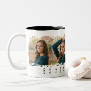 Tasse 2 Couleurs Typographie collage de jeune fille