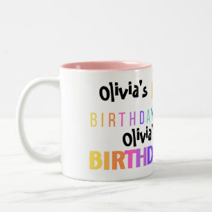 Tasse 2 Couleurs Typographie colorée amusante Joyeux anniversaire