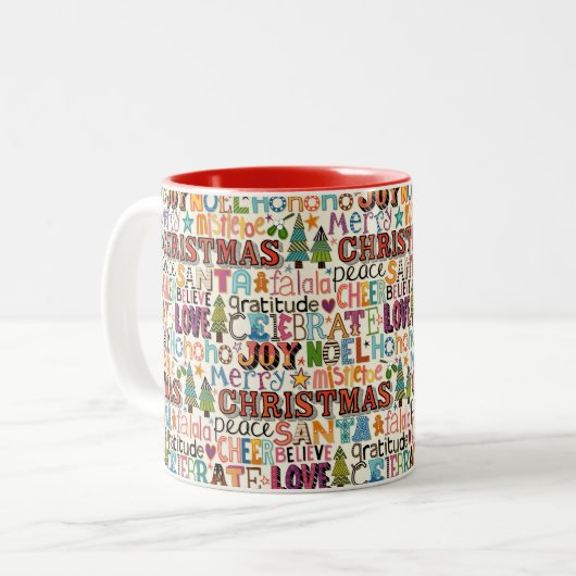 Tasse 2 Couleurs typographie de noël (Devant gauche)