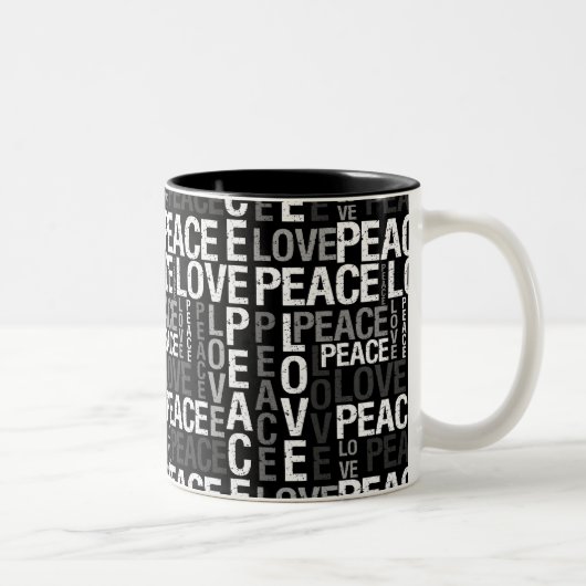 Tasse 2 Couleurs Typographie de paix d'amour (Droit)