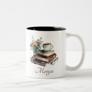 Tasse 2 Couleurs Typographie du Boho du café Aquarelle florale
