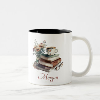 Tasse 2 Couleurs Typographie du Boho du café Aquarelle florale