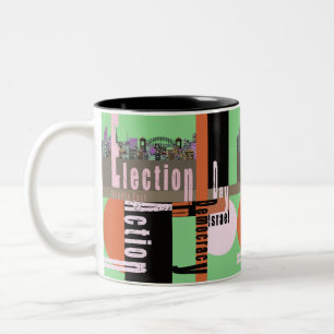 Tasse 2 Couleurs Typographie du jour du scrutin