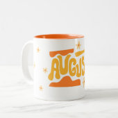 Tasse 2 Couleurs Typographie Florale d'Août (Devant gauche)