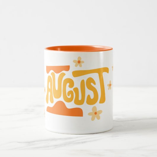 Tasse 2 Couleurs Typographie Florale d'Août (Centre)