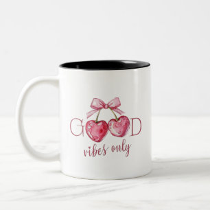Tasse 2 Couleurs Typographie Good Vibes Only Citation d'énergie p