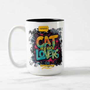 Tasse 2 Couleurs Typographie Graffiti Néon Amoureux des Chats Pop A