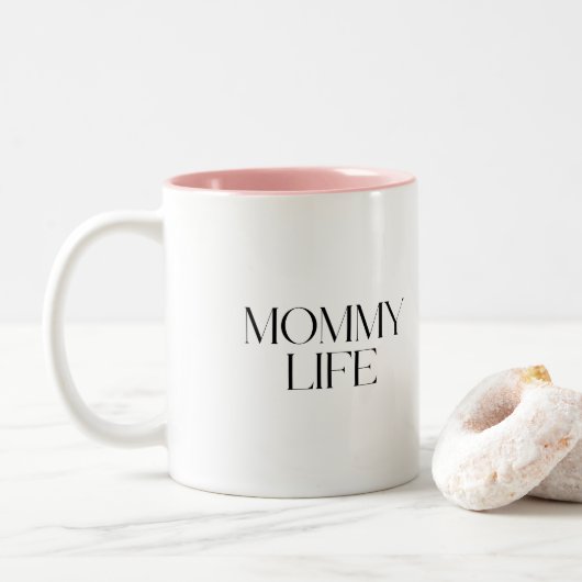 Tasse 2 Couleurs Typographie moderne et classique Mommy Life (Avec donut)