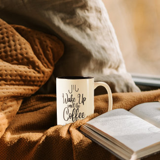 Tasse 2 Couleurs Typographie Réveille-Toi et Sens l'Odeur du Café