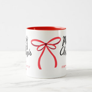 Tasse 2 Couleurs Typographie simple élégante Noël Nom de famille