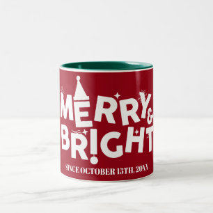 Tasse 2 Couleurs Typographie simple moderne Joyeux Noël Party