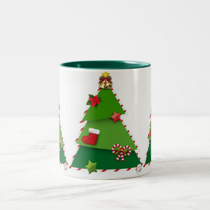 TASSE 2 COULEURS UN "BOUG D'ARBRE DE NOËL" TRÈS SPÉCIAL