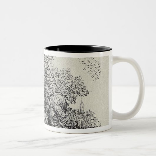 Tasse 2 Couleurs Un cavalier distrait par une volée des oiseaux (Droit)