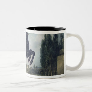 Tasse 2 Couleurs Un cheval noir exécutant le Courbette