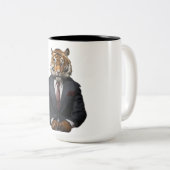 Tasse 2 Couleurs Un élégant tigre en costume - Un mélange unique de (Devant droit)