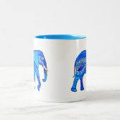 Tasse 2 Couleurs Un éléphant indien dans un Motif bleu arabesque (Centre)