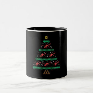 Tasse 2 Couleurs Un hélicoptère, un pilote de Noël laid, un cadeau