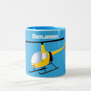 Tasse 2 Couleurs Un joli hélicoptère de dessin animé jaune