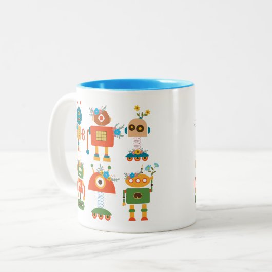 Tasse 2 Couleurs Un joli robot design pour enfants (Devant gauche)