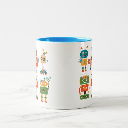 Tasse 2 Couleurs Un joli robot design pour enfants (Centre)