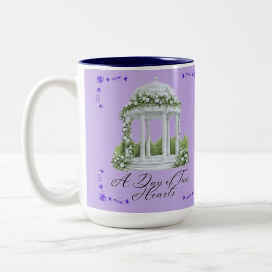 Tasse 2 Couleurs Un jour de deux cœurs violet clair (Gauche)