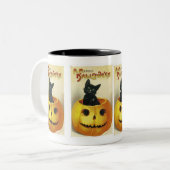 Tasse 2 Couleurs Un joyeux Haloween Kitten (Devant gauche)
