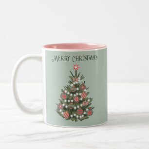 Tasse 2 Couleurs Un joyeux sapin de Noël rétro