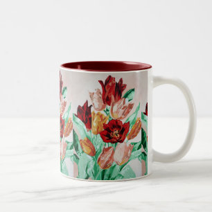 Tasse 2 Couleurs Un magnifique bouquet floral de tulipes