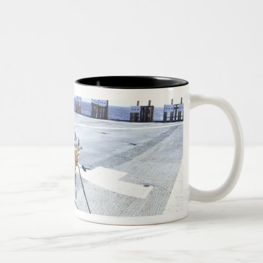 Tasse 2 Couleurs Un Marine américain réglant son arme (Droit)