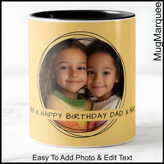 Tasse 2 Couleurs Un Message Photo Pour Papa Anniversaire Jaune C65