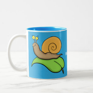 Tasse 2 Couleurs Un mignon escargot heureux sur une illustration d'