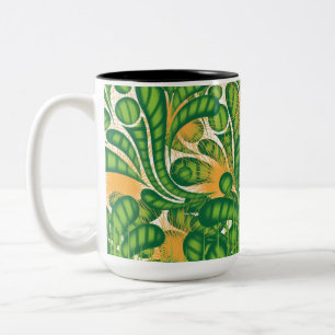 Tasse 2 Couleurs Un motif artistique vert et or représentant un arb