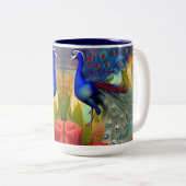 Tasse 2 Couleurs Un paon (Devant droit)