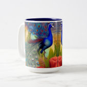 Tasse 2 Couleurs Un paon (Devant gauche)