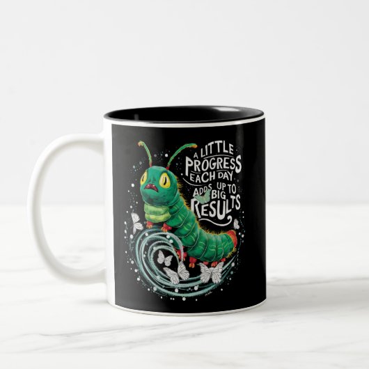 Tasse 2 Couleurs Un petit progrès chaque jour La chenille affamée  (Gauche)