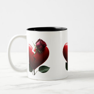 Tasse 2 Couleurs Un Rose grandit d'un coeur brisé