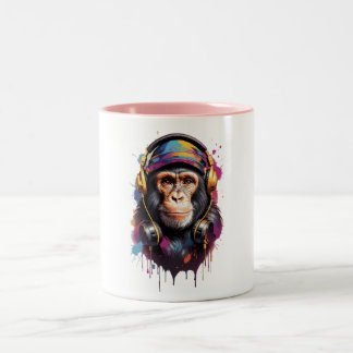 Tasse 2 Couleurs Un singe portant un casque 2025