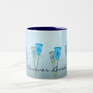 Tasse 2 Couleurs Une douzaine de Roses bleus (Saint-Valentin)