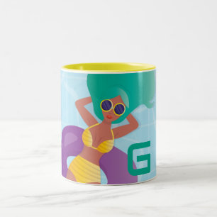 Tasse 2 Couleurs Une femme noire dans la piscine, votre première