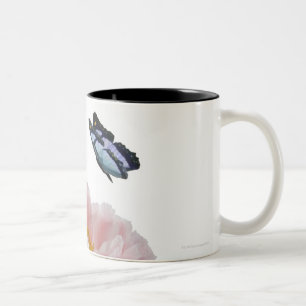 Tasse 2 Couleurs une grande pivoine rose est visitée par un éthé