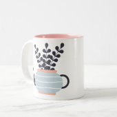 Tasse 2 Couleurs Une théière moderne simple au pastel plante (Devant gauche)