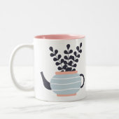 Tasse 2 Couleurs Une théière moderne simple au pastel plante (Gauche)