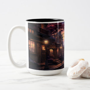 Tasse 2 Couleurs Une Ville Avec Lanterne Et Rue