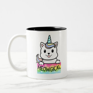 Tasse 2 Couleurs Unicat Caticorn Meowgical Unicorn Chat Hommes Femm