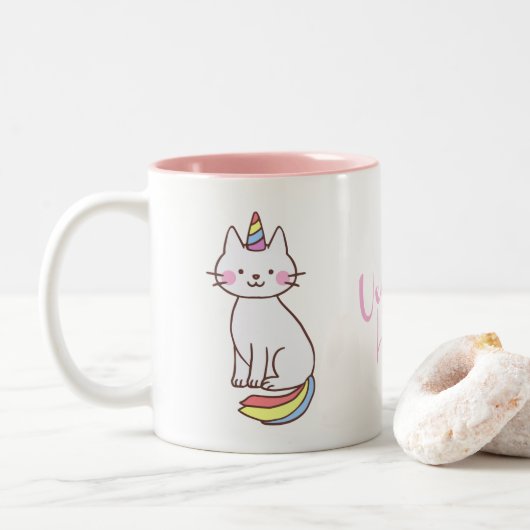 Tasse 2 Couleurs Unicorn Kitty (Avec donut)