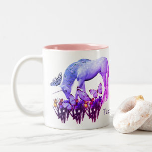 Tasse 2 Couleurs Unicorn Papillons Imaginaire Art personnalisé