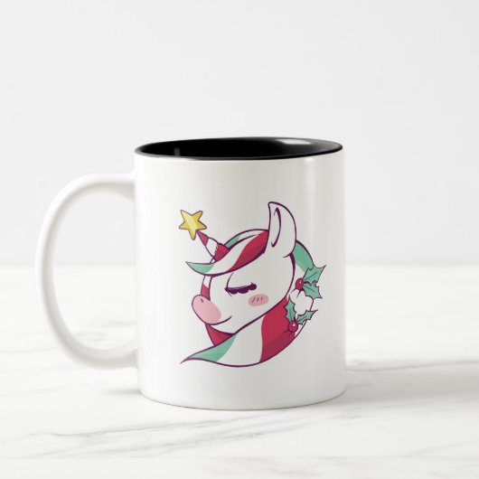 Tasse 2 Couleurs Unicorne de Noël (Gauche)