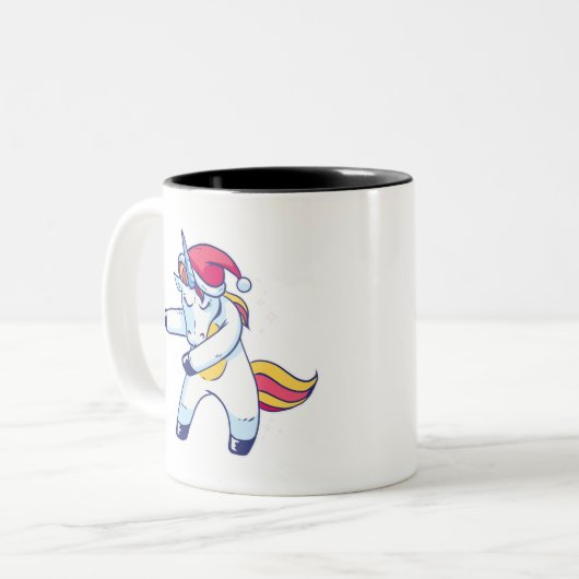 Tasse 2 Couleurs Unicorne de Noël (Devant gauche)